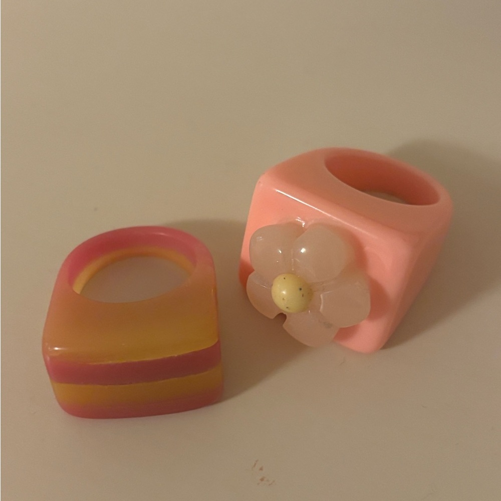 Pink and Yellow Chunky Rings